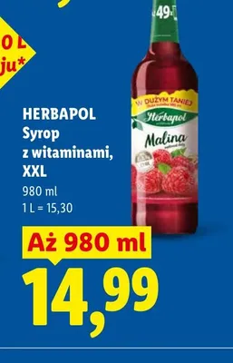 Syrop z witaminami malina Herbapol XXL promocja w Lidl