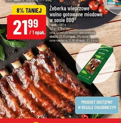 Żeberka wieprzowe wolno gotowane miodowe w sosie BBQ promocja w POLOmarket