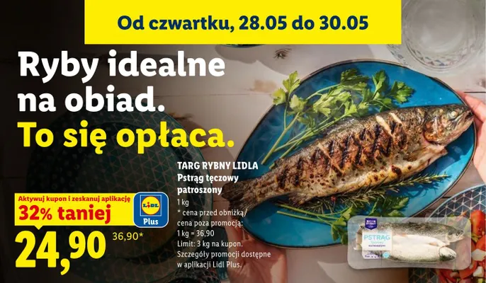 Pstrąg tęczowy patroszony Targ Rybny Lidla promocja w Lidl
