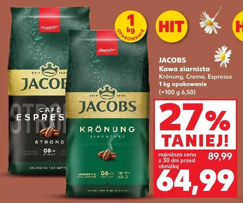 Kawa ziarnista Krönung, Crema, Espresso promocja w Kaufland