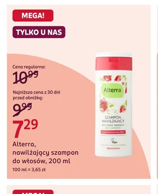 Nawilżający szampon do włosów Alterra promocja w Rossmann