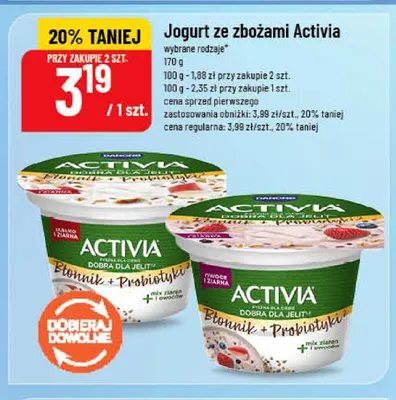 Jogurt ze zbożami Activia mix ziaren i owoców promocja w POLOmarket