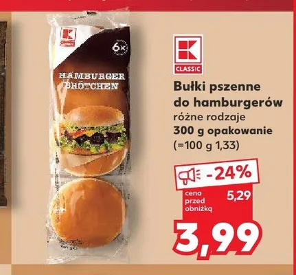 Bułki pszenne do hamburgerów K-Classic promocja w Kaufland