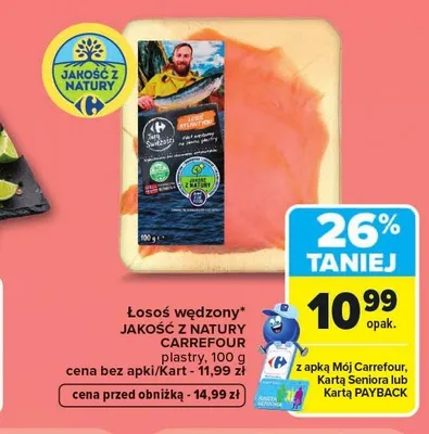 Łosoś wędzony Jakość z Natury Carrefour plastry promocja w Carrefour Market