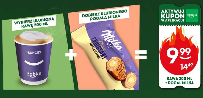 Zestaw kawa 200 ml + rogal Milka promocja w Żabka