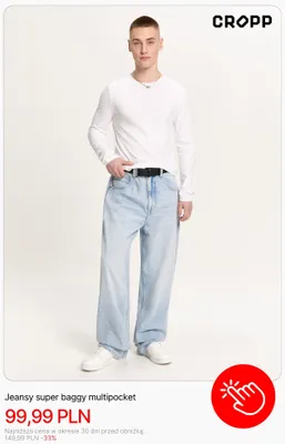 Jeansy super baggy multipocket Cropp promocja w Cropp