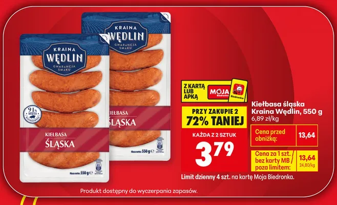 Kiełbasa śląska Kraina Wędlin promocja w Biedronka
