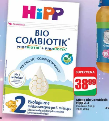 Mleko Bio Combiotik Hipp 2, 3 promocja w Dino