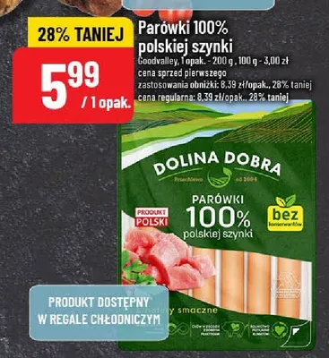 Parówki 100% polskiej szynki promocja w POLOmarket