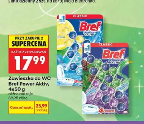 Zawieszka do WC Bref Power Aktiv 4-pak promocja w Biedronka