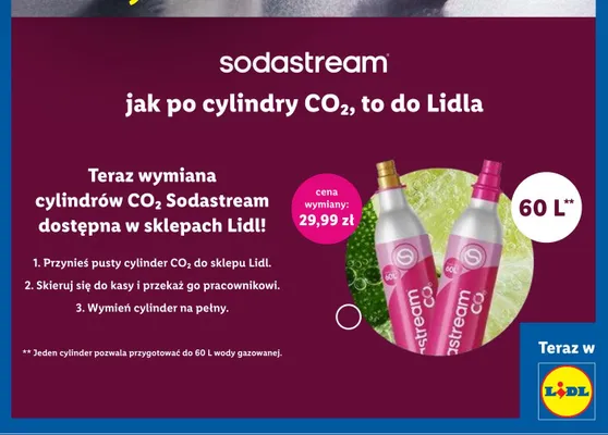 Wymiana cylindra CO2 Sodastream promocja w Lidl