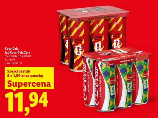 Napój gazowany Coca-Cola Zero 6-pak promocja w Lidl