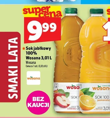 Sok jabłkowy 100% Wosana promocja w TOPAZ