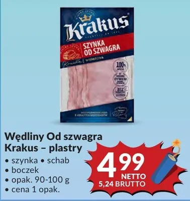 Wędliny Od szwagra Krakus – plastry szynka, schab, boczek promocja w Makro