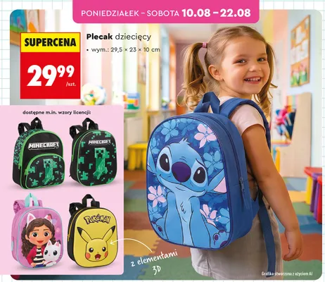 Plecak dziecięcy promocja w Biedronka