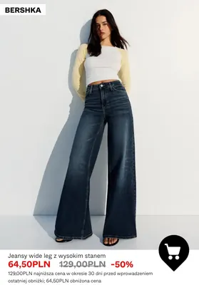 Jeansy wide leg z wysokim stanem Bershka promocja w Bershka