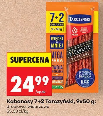 Kabanosy drobiowe 7+2, 9 x 50g promocja w Biedronka