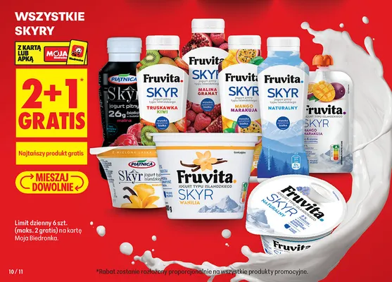 Jogurt pitny Skyr Fruvita naturalny promocja w Biedronka
