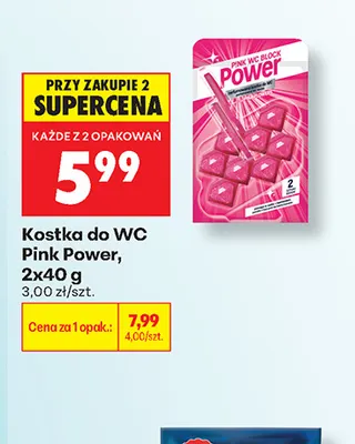 Kostka do WC Pink Power 2-pak promocja w Biedronka
