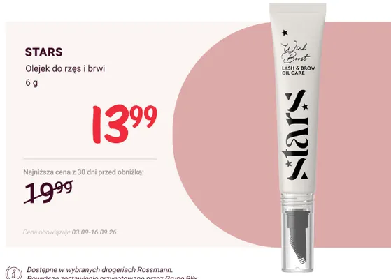 Olejek do rzęs i brwi Stars promocja w Rossmann