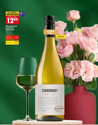 Wino białe wytrawne chardonnay exclusive selection promocja w Biedronka