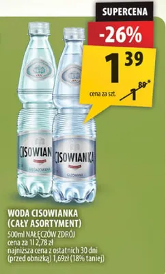Woda Cisowianka (cały asortyment) promocja w Arhelan