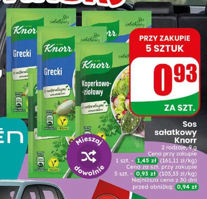 Sos sałatkowy koperkowo-ziołowy Knorr promocja w Dino