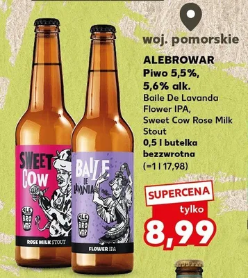 Piwo Alebrowar Baile De Lavanda Flower IPA, Sweet Cow Rose Milk Stout promocja w Kaufland