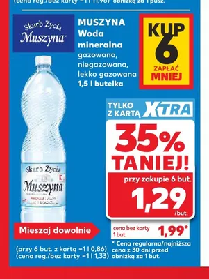 Woda mineralna lekko gazowana Muszyna Skarb Życia promocja w Kaufland