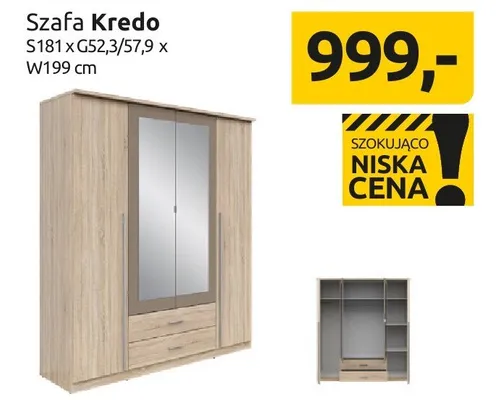 Szafa Kredo S181xG52,3/57,9xW199cm promocja w Black Red White