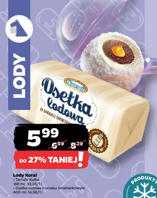 Lody osełka lodowa o smaku śmietankowym promocja w Netto