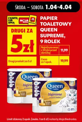 Papier toaletowy Supreme, 4 warstwy promocja w Biedronka