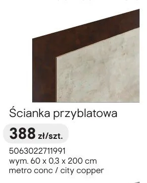 Ścianka przyblatowa metro conc / city copper 60x0,3x200cm promocja w Castorama