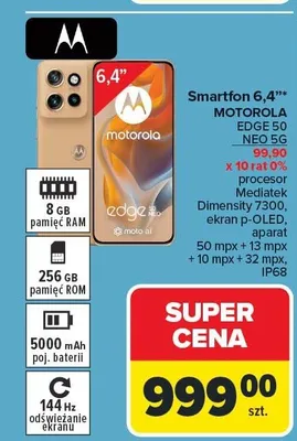 Smartfon 6,4'' MOTO E20 NEO 5G promocja w Carrefour