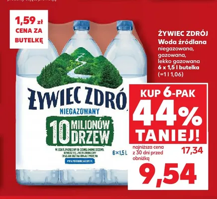 Woda źródlana gazowana Żywiec Zdrój 6-pak 1,5 l promocja w Kaufland
