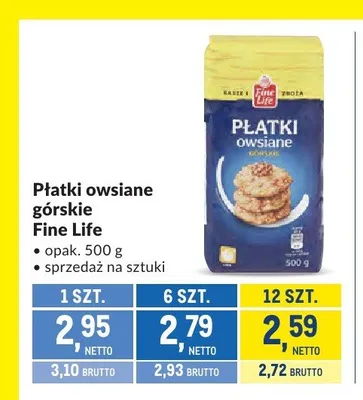 Płatki owsiane górskie Fine Life promocja w Makro