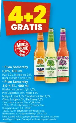 Piwo Somersby 0,0% Pear Mandarine Black Currant & Lime promocja w Twój Market