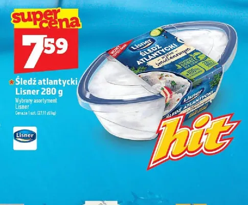 Śledź atlantycki w sosie śmietanowym Lisner promocja w TOPAZ