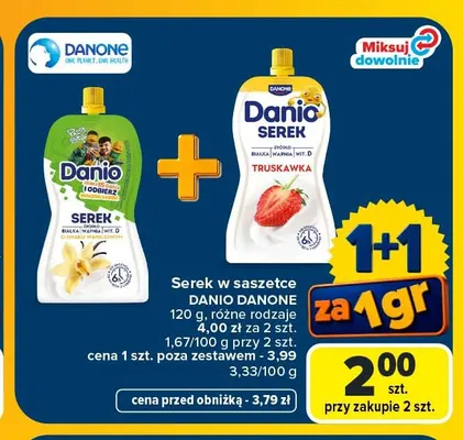 Serek w saszetce Danio Danone promocja w Carrefour