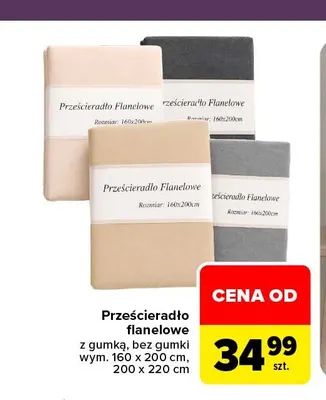 Prześcieradło flanelowe bez gumki 200x220 cm promocja w Carrefour
