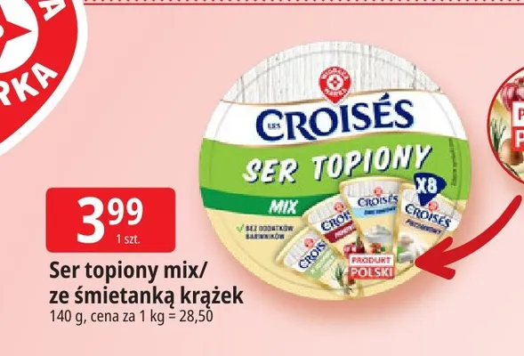 Ser topiony ze śmietanką krążek Croisés promocja w Leclerc