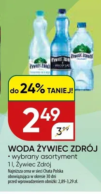 Woda Żywiec Zdrój wybrany asortyment promocja w Chata Polska