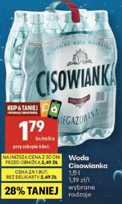 Woda Cisowianka niegazowana promocja w Delikatesy Centrum