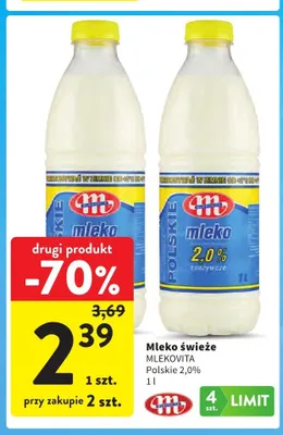 Mleko świeże Mlekovita Polskie 2,0% promocja w Intermarche