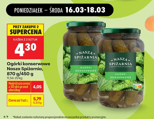 Ogórki konserwowe promocja w Biedronka