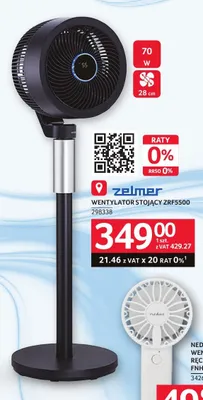 Wentylator stojący ZELMER ZRF5500 70W 28cm promocja w Selgros