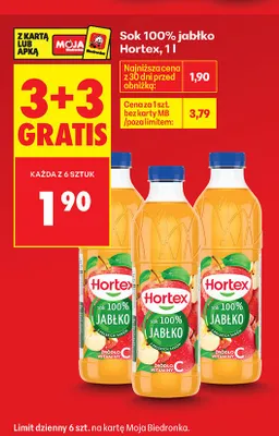 Sok 100% jabłko Hortex promocja w Biedronka