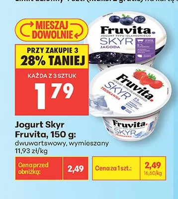 Jogurt Skyr Fruvita jagoda promocja w Biedronka