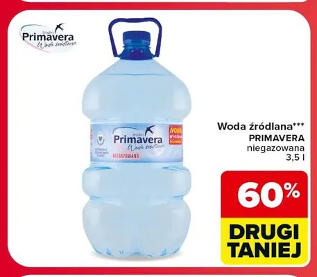 Woda źródlana Primavera niegazowana promocja w Carrefour