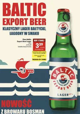 Piwo Baltic Export Beer Lager Bosman promocja w Delikatesy Centrum
